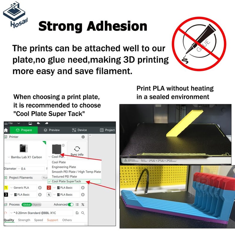 Wefuit Textured PEI Cooling Plate with QR Code and auto-Plate Changer for Bambu lab Print Platforms, HeatingBed 257x257mm, Supertack Plate for Bambulabs P2S/P1P/X1E/X1/P1S/A1 3D Printers Platform - Image 4